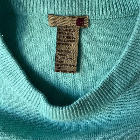 FOREVER 21 Women’s Long sleeve Screw Neck Knit Blouse size S, Teal Green - Picture 5 of 7